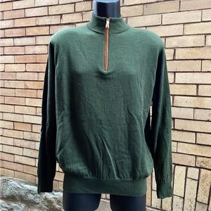 Peter Millar moss green 1/4 Zip pullover sweater Extra Large